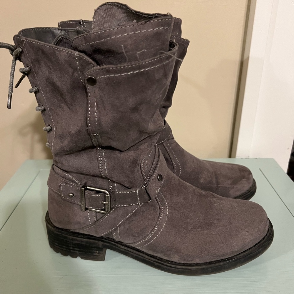 Grey Moto Boots